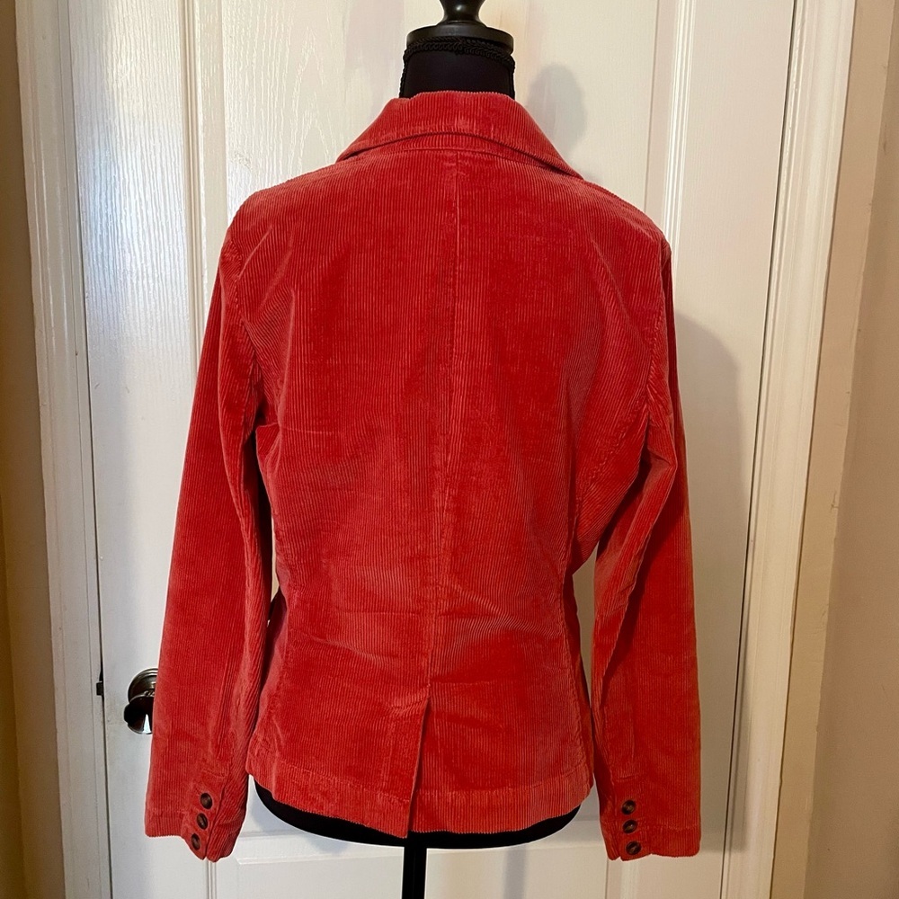Talbots Salmon Orange Corduroy Blazer Jacket Size 8  Lined Academia Preppy Work - Picture 3 of 12